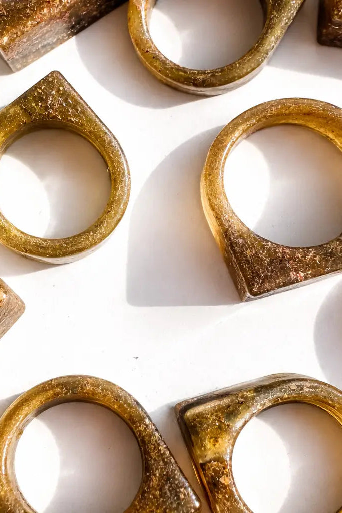Decorative rings on a white background
