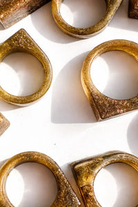 Decorative rings on a white background