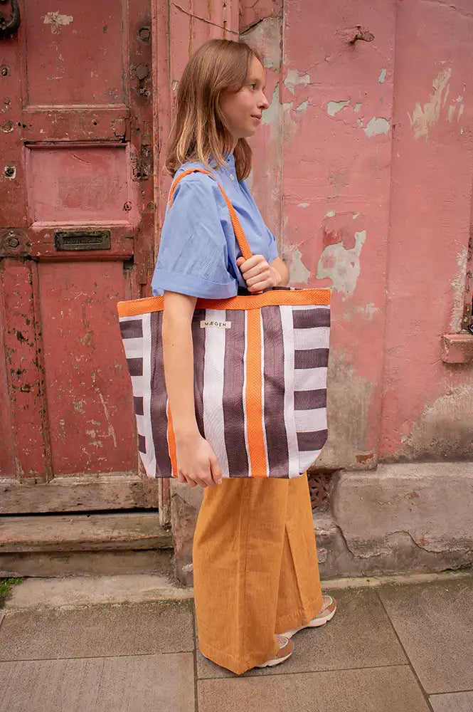 MÆGEN Orange, White & Aubergine Everywhere Bag - The Mercantile London