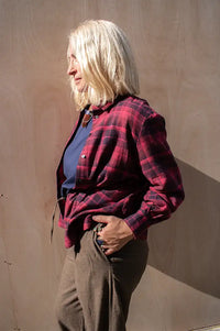 ICHI Dalia Fruit Dove Magenta Check Shirt