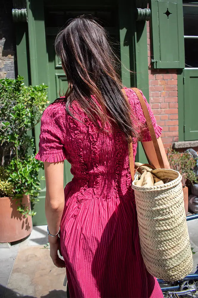 Damson Madder Raphaela Berry Business Ruffle Midi Dress