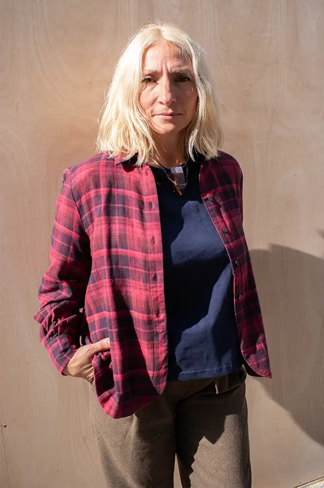 ICHI Dalia Fruit Dove Magenta Check Shirt