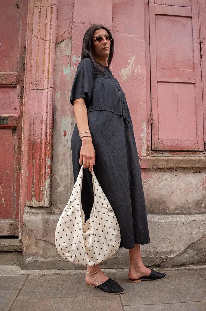 CUBIC Polka Dot Beige Shoulder Bag - The Mercantile London