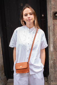 Yerse White Embroidered Mandarin Collar Shirt - The Mercantile London