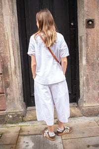 Yerse White Embroidered Mandarin Collar Shirt - The Mercantile London