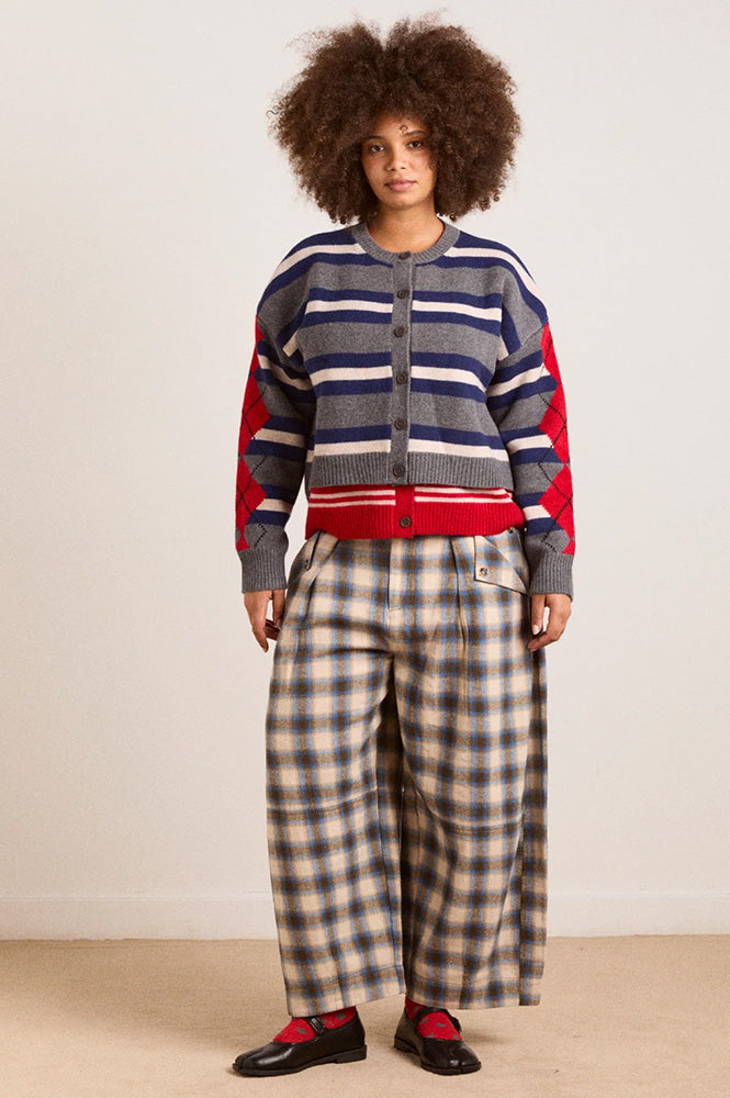 Damson Madder Mara Blue Brushed Check Trouser