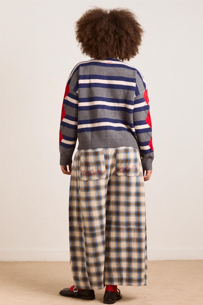 Damson Madder Mara Blue Brushed Check Trouser
