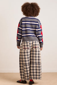 Damson Madder Mara Blue Brushed Check Trouser