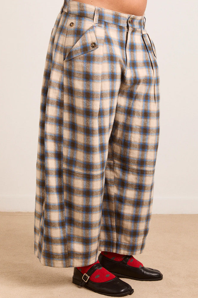 Damson Madder Mara Blue Brushed Check Trouser