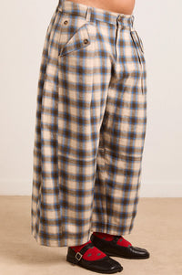 Damson Madder Mara Blue Brushed Check Trouser