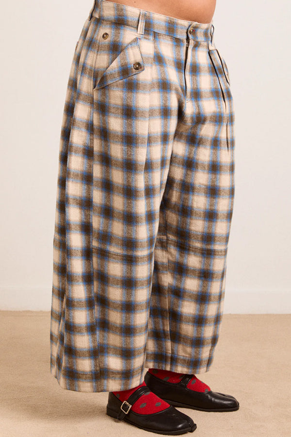 Damson Madder Mara Blue Brushed Check Trouser
