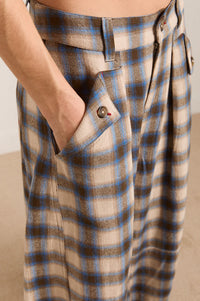 Damson Madder Mara Blue Brushed Check Trouser