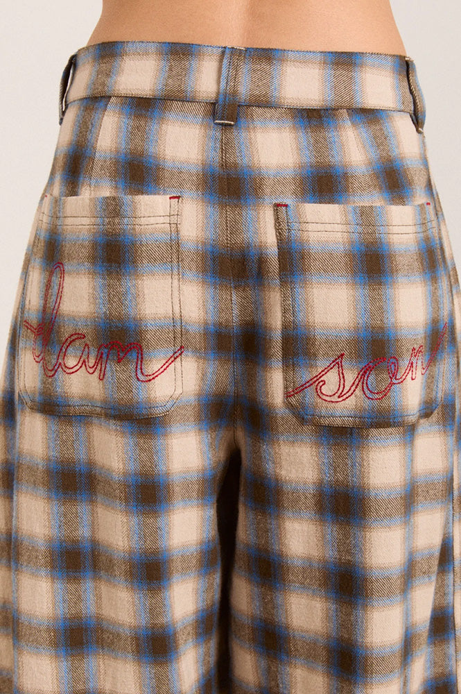 Damson Madder Mara Blue Brushed Check Trouser
