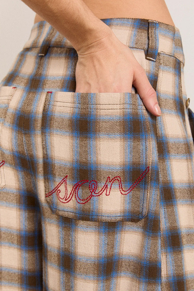 Damson Madder Mara Blue Brushed Check Trouser