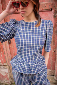 The New Society Jasmine Blue Check Top - The Mercantile London