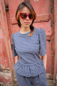The New Society Jasmine Blue Check Top - The Mercantile London