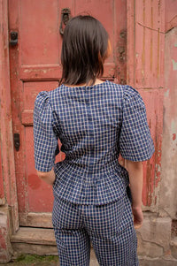 The New Society Jasmine Blue Check Top - The Mercantile London