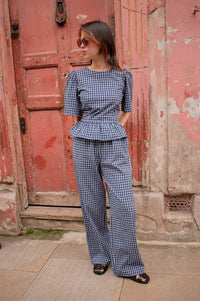 The New Society Jasmine Blue Check Top - The Mercantile London
