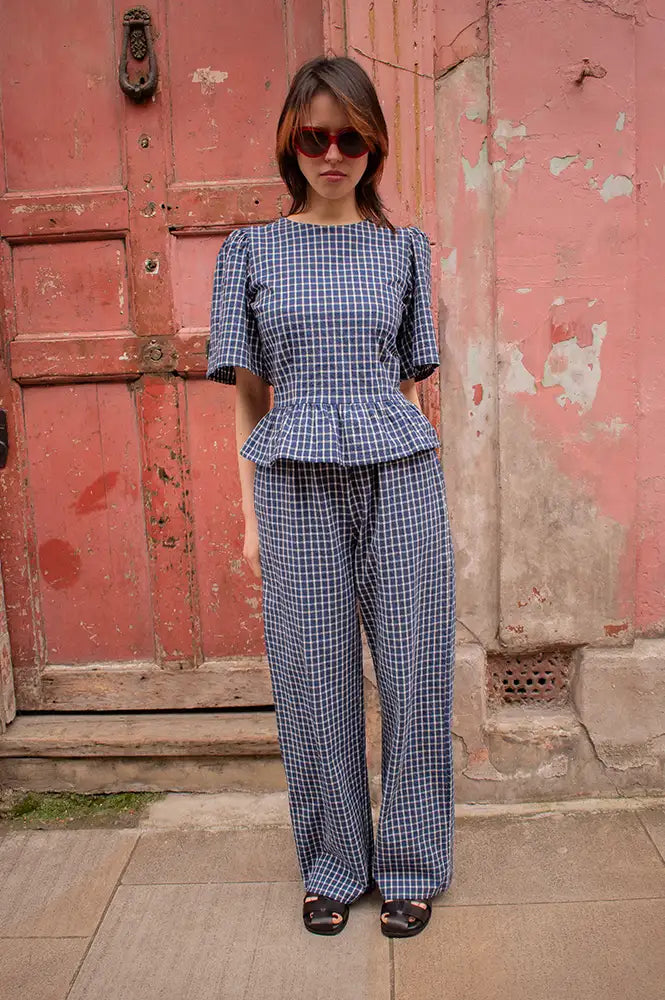 The New Society Jasmine Midnight Check Trousers - The Mercantile London