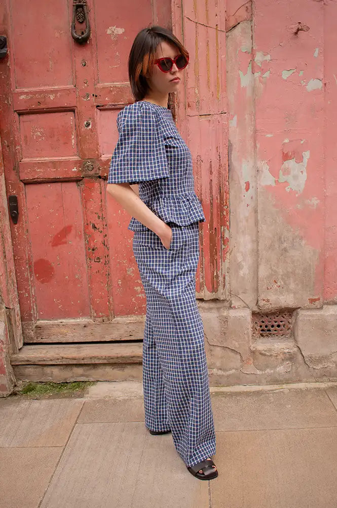 The New Society Jasmine Midnight Check Trousers - The Mercantile London