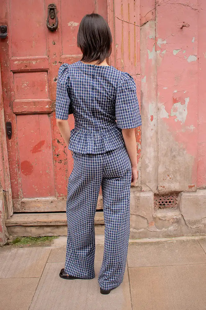 The New Society Jasmine Blue Check Top - The Mercantile London