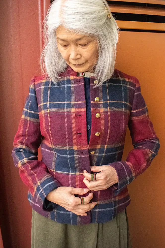 Sophie + Lucy Margaret Havard Burgundy Check Jacket