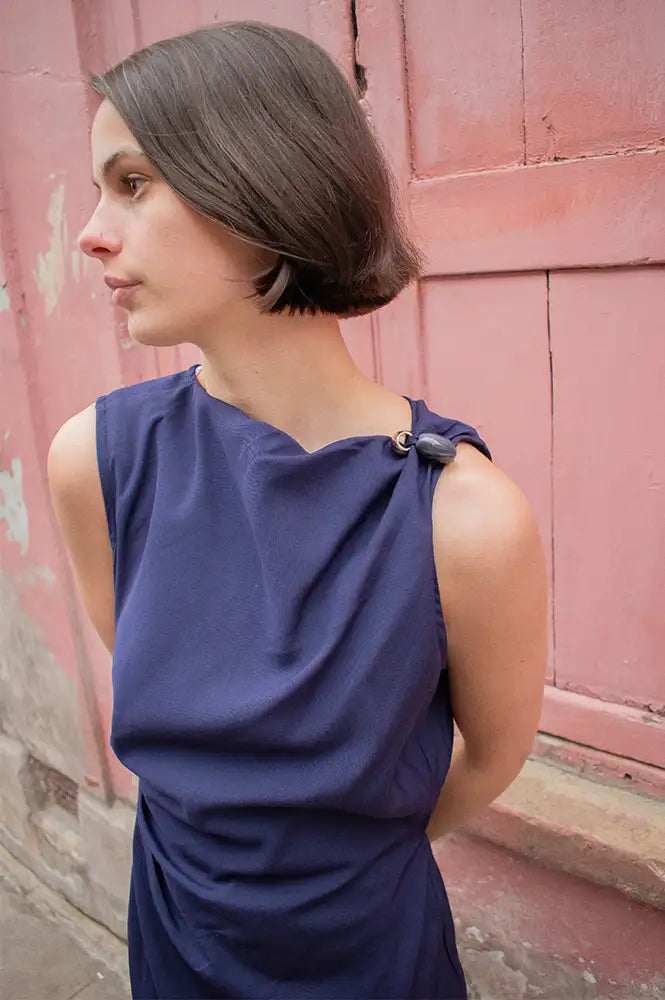 knee length dresses for ladies An'ge Milana Marine Dress – The Mercantile London