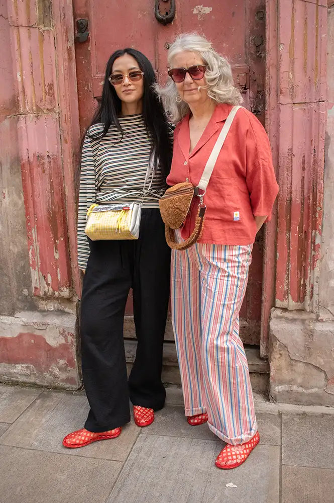An'ge Rosina Indigo & Pink Striped Trousers