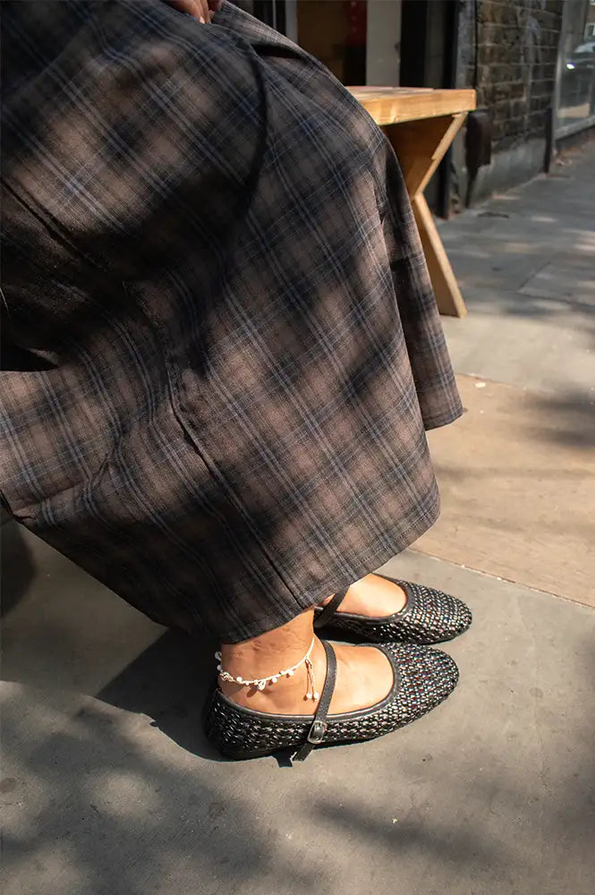Cocci Black Woven Mary Jane Flats