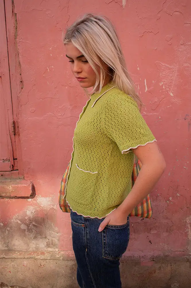 Petite Mendigote Mina Pistachio Knitted Shirt - The Mercantile London