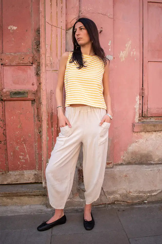 Bibico Alma Lemon Striped Tank Top