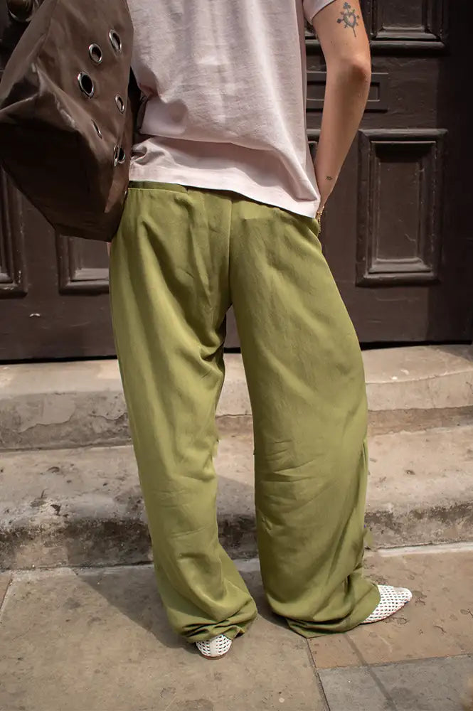 ICHI Leslie Mayfly Detail Wide Leg Trousers