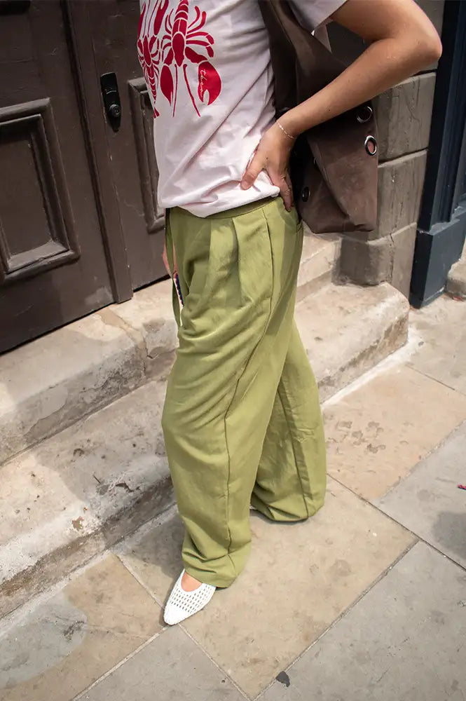 ICHI Leslie Mayfly Detail Wide Leg Trousers