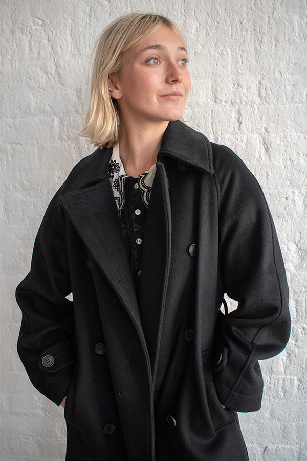 MBYM Lava Balck Double Fronted Coat - The Mercantile London