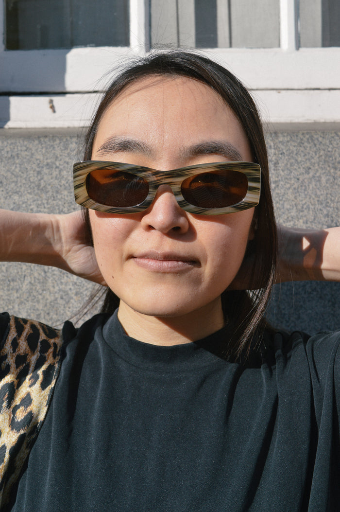 A Kjaerbede Frida Striped Horn Sunglasses - The Mercantile London