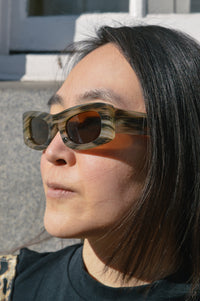 A Kjaerbede Frida Striped Horn Sunglasses - The Mercantile London