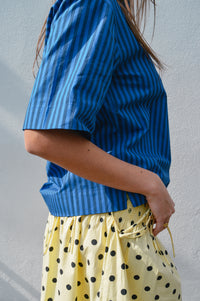 Yerse Bubble Striped Azure and Navy Shirt - The Mercantile London