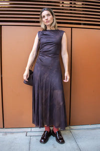 Object Noelle Chocolate Plum Ruched Maxi Dress