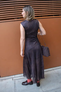 Object Noelle Chocolate Plum Ruched Maxi Dress