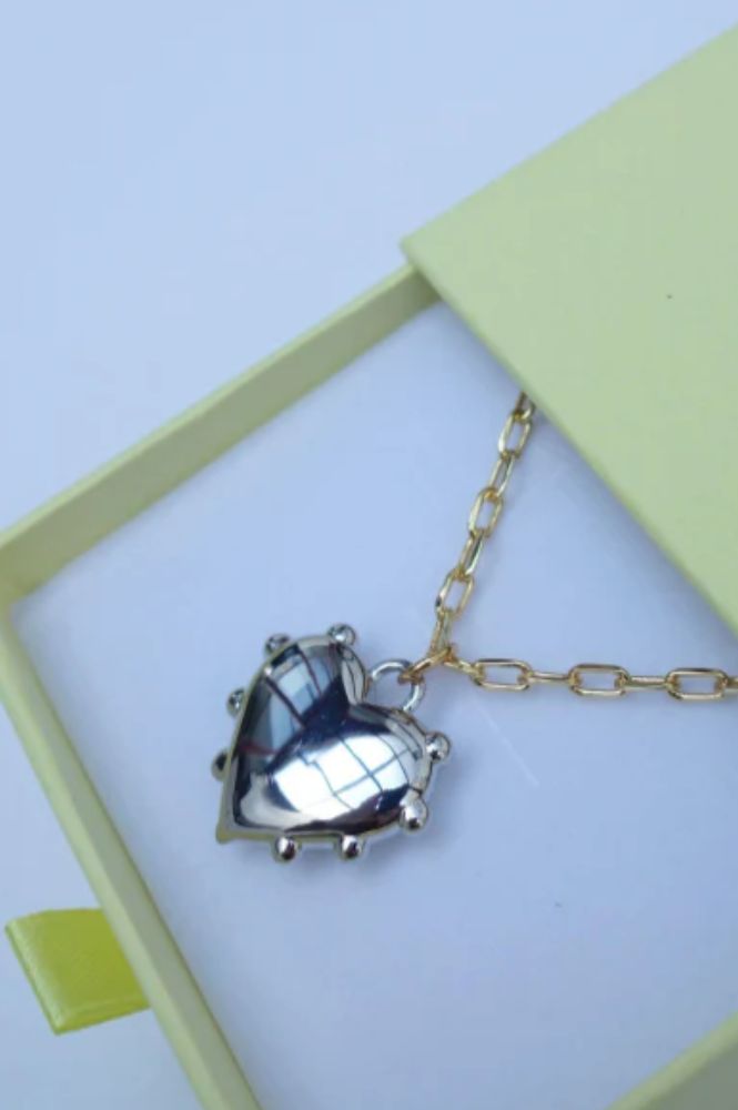 Sandralexandra Milagros Silver Heart Gold Link Necklace - The Mercantile London