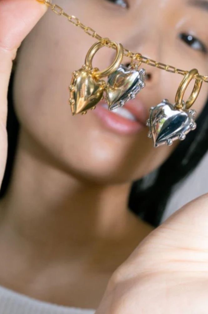 Sandralexandra Milagros Silver Heart Gold Link Necklace - The Mercantile London