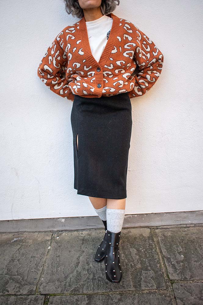 Grace & Mila Tonya Black Wool Pencil Skirt - The Mercantile London