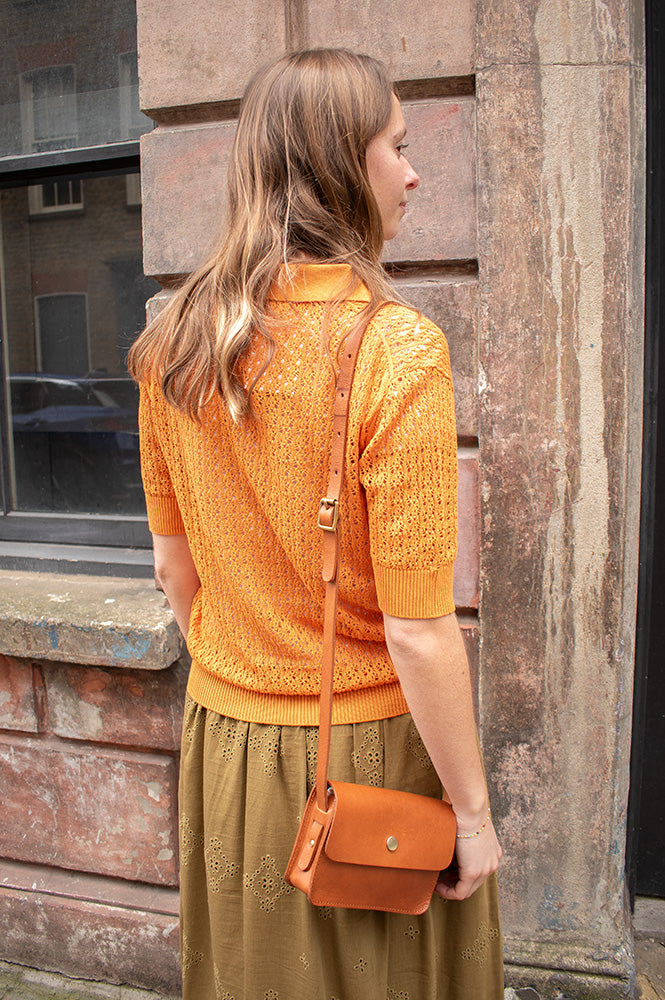 Grace & Mila Vathi Orange Knit Polo - The Mercantile London