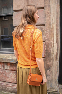 Grace & Mila Vathi Orange Knit Polo - The Mercantile London