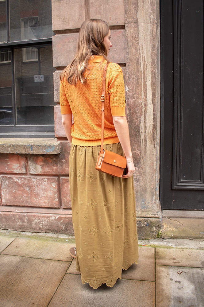 Grace & Mila Vathi Orange Knit Polo - The Mercantile London