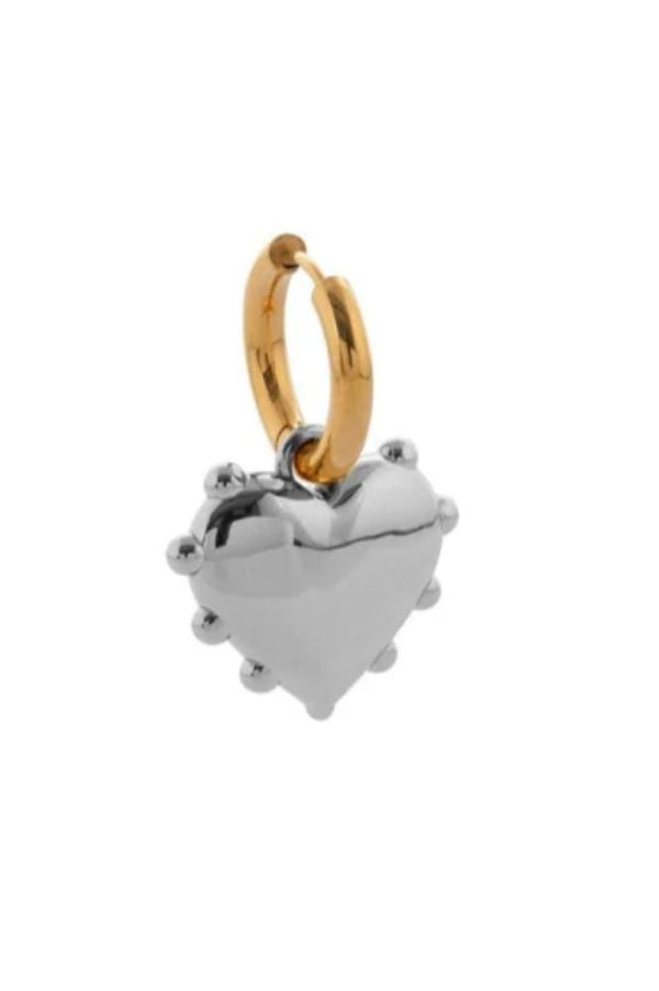 Sandralexandra Milagros Silver Heart Gold Hoop Single Earring - The Mercantile London