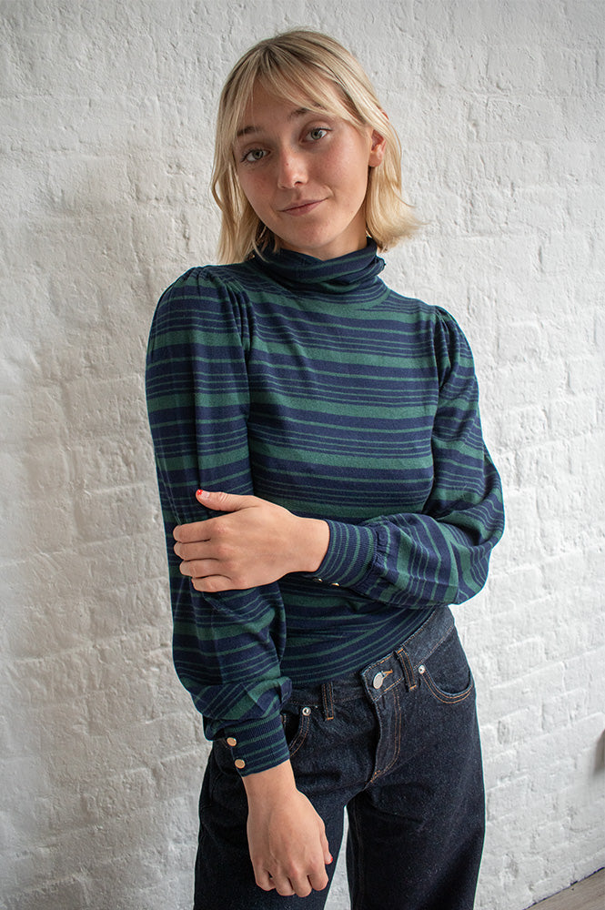 Petite Mendigote Milo Navy And Green Pullover - The Mercantile London