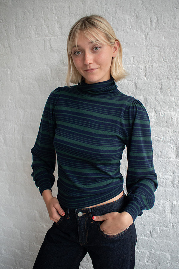 Petite Mendigote Milo Navy And Green Pullover - The Mercantile London