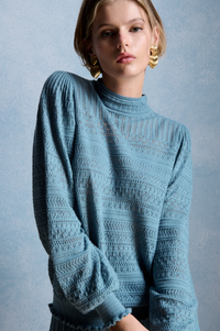 Petite Mendigote Minet Blue Pointelle Knit