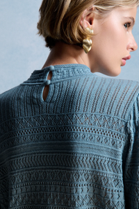 Petite Mendigote Minet Blue Pointelle Knit